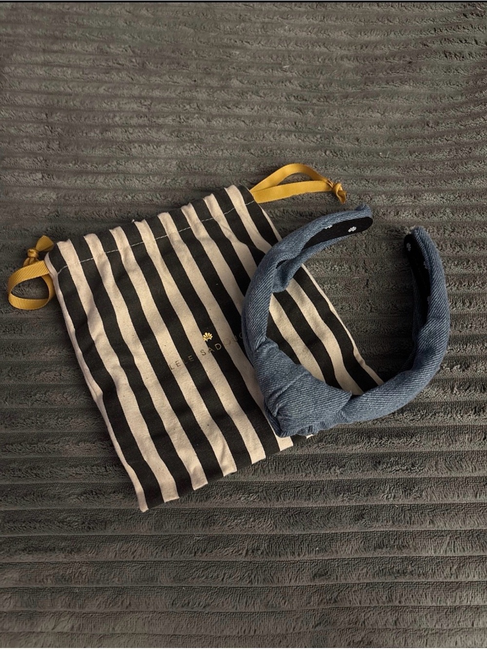 Lele Sadoughi Denim Blue Knotted Headband